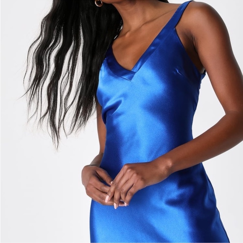Perfectly Classy Royal Blue Satin Strappy Maxi Dress